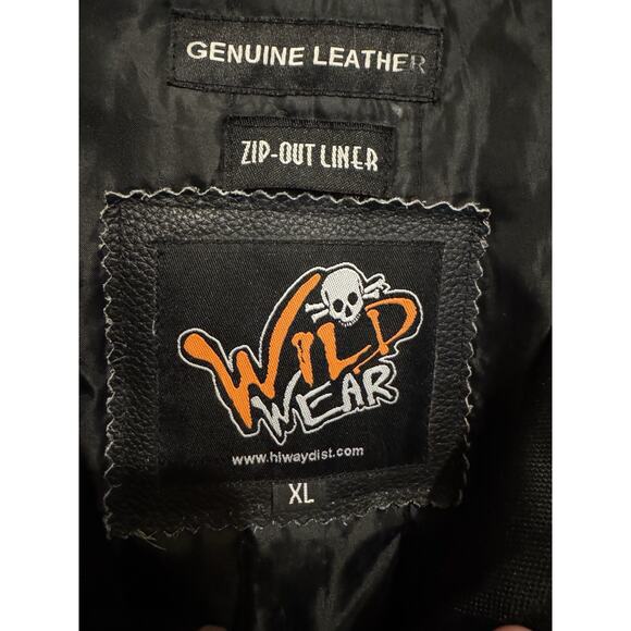 Vintage Wild Wear Men’s Genuine Leather Zip Out Liner Black Motorcycle Jacket XL - Picture 2 of 13